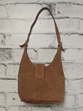 Vintage GAP Brown Suede Hobo Bag Y2K Minimalist Shoulder Bag